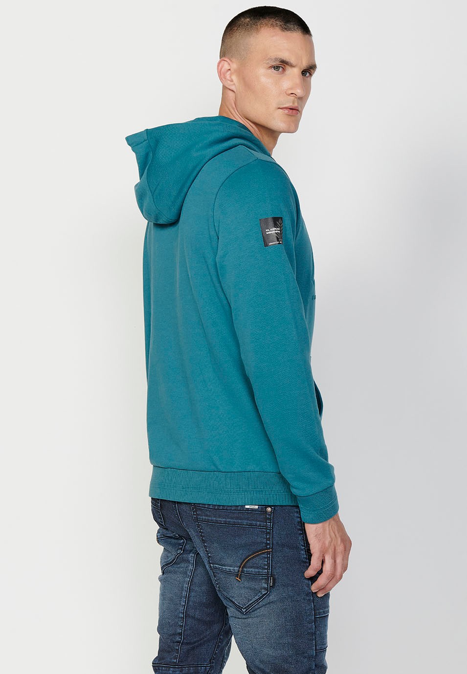 Sudadera de manga larga con cuello y capucha con detalle delantero y bolsillos delanteros para hombre de color menta