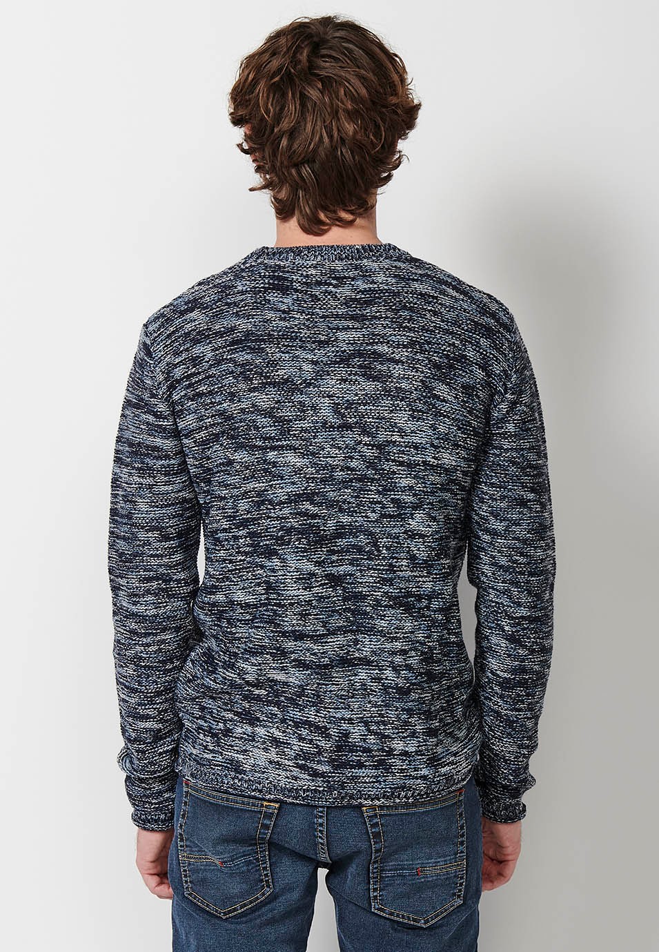 Trikotpullover mit Rundhalsausschnitt für Herren in Marineblau 4