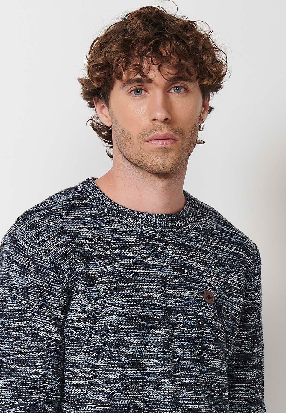 Jersey tricot con cuello redondo para hombre de color navy 6