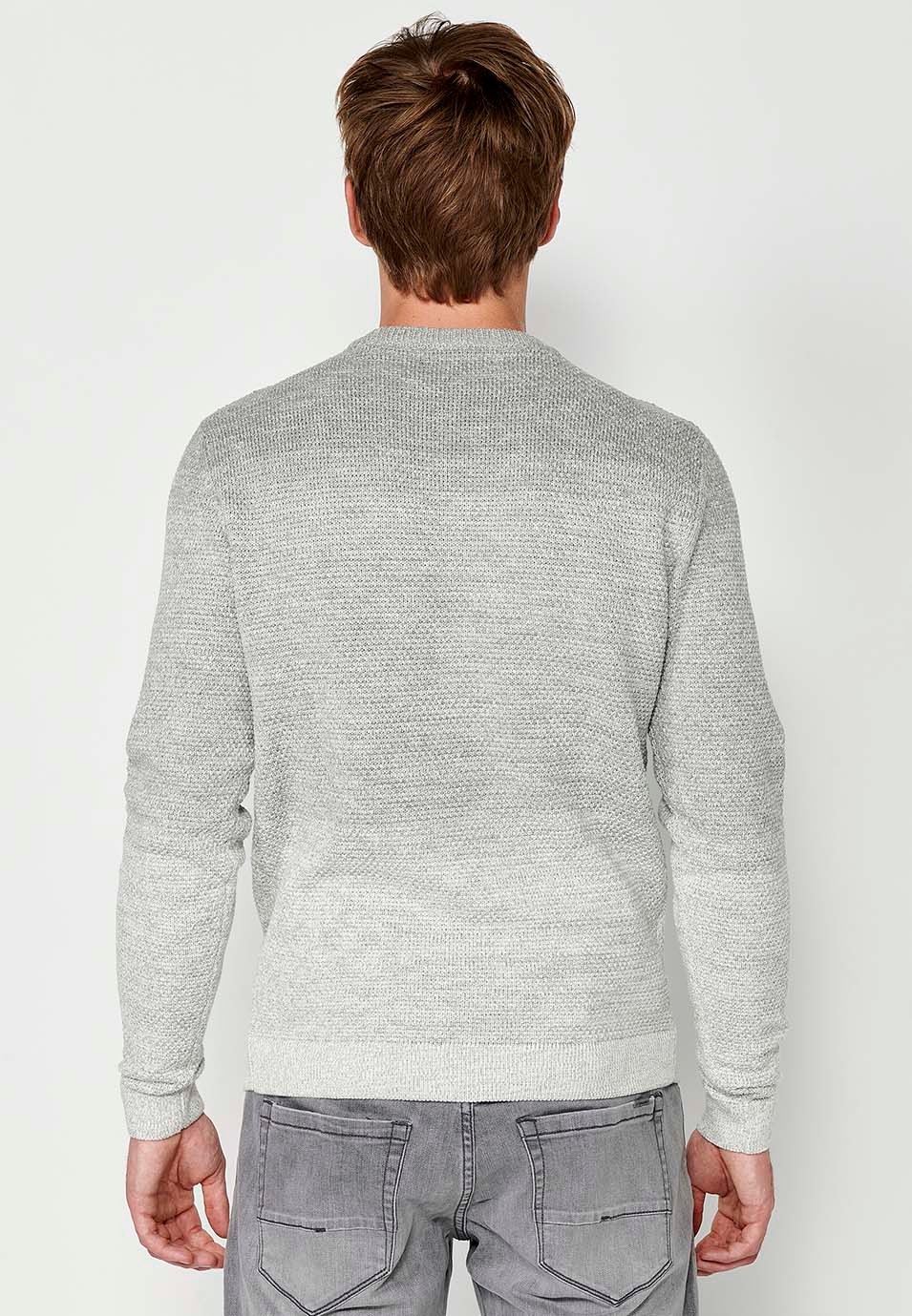 Pull à manches longues et col rond en tricot de coton écru pour homme