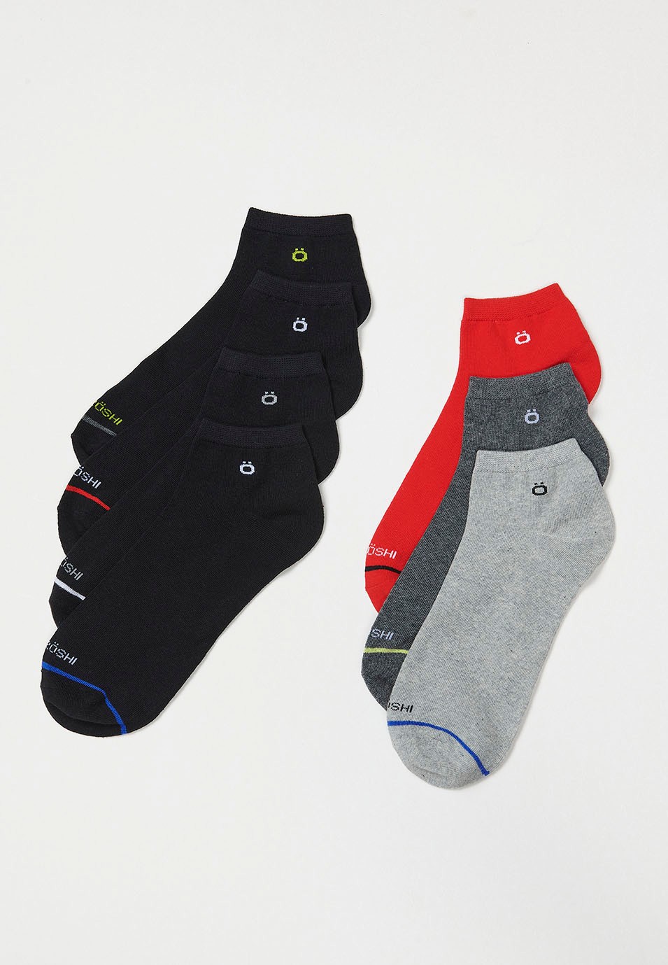 Pack de siete calcetines cortos para hombre