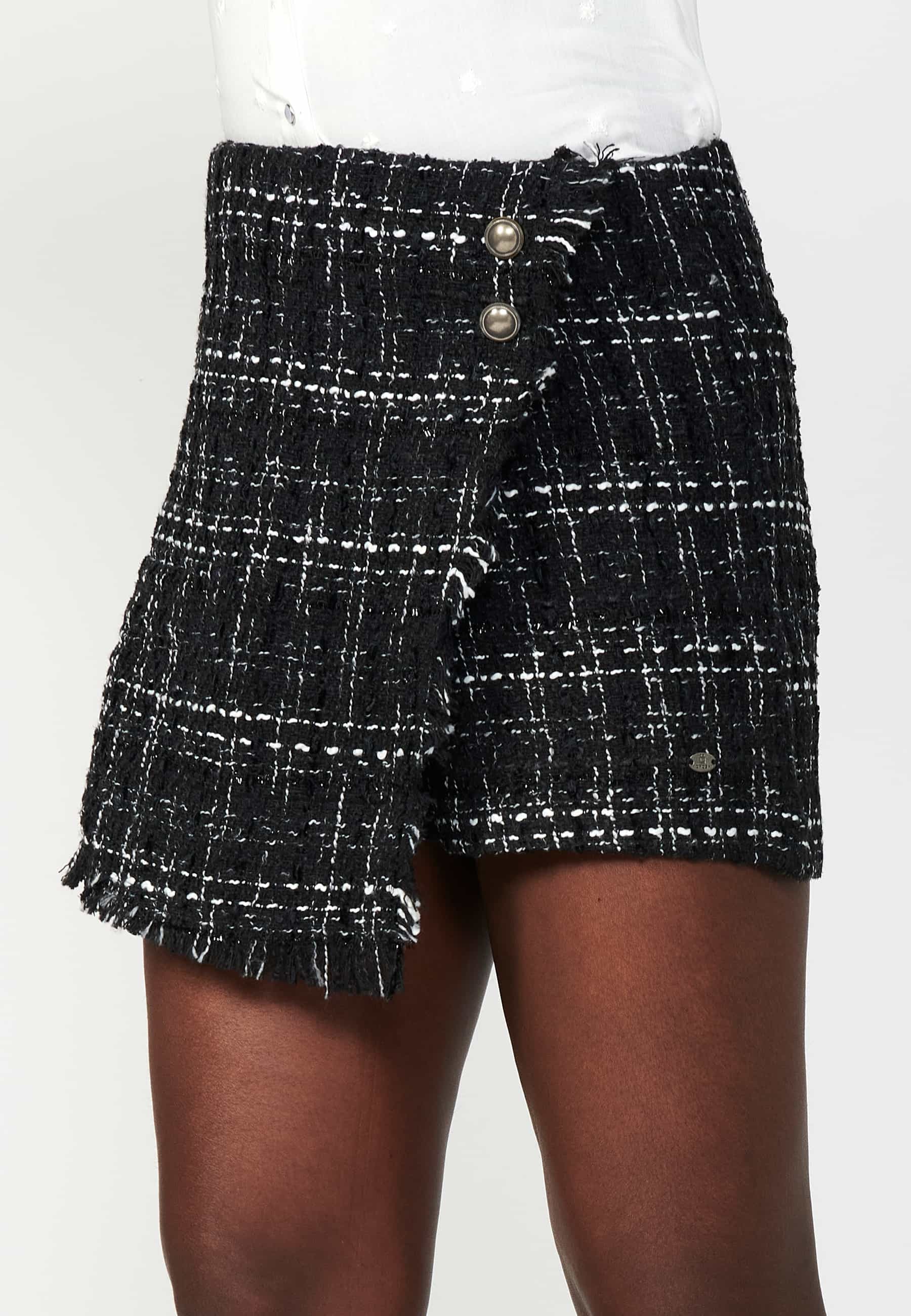 Jupe-short en tweed noir pour femme