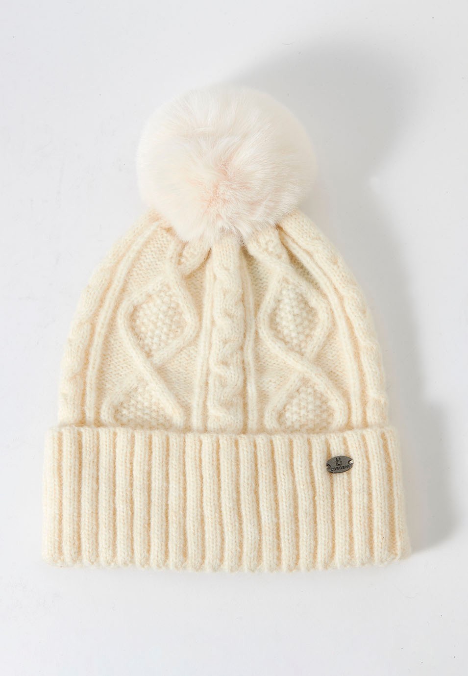 Women's Ecru Tassel Beanie