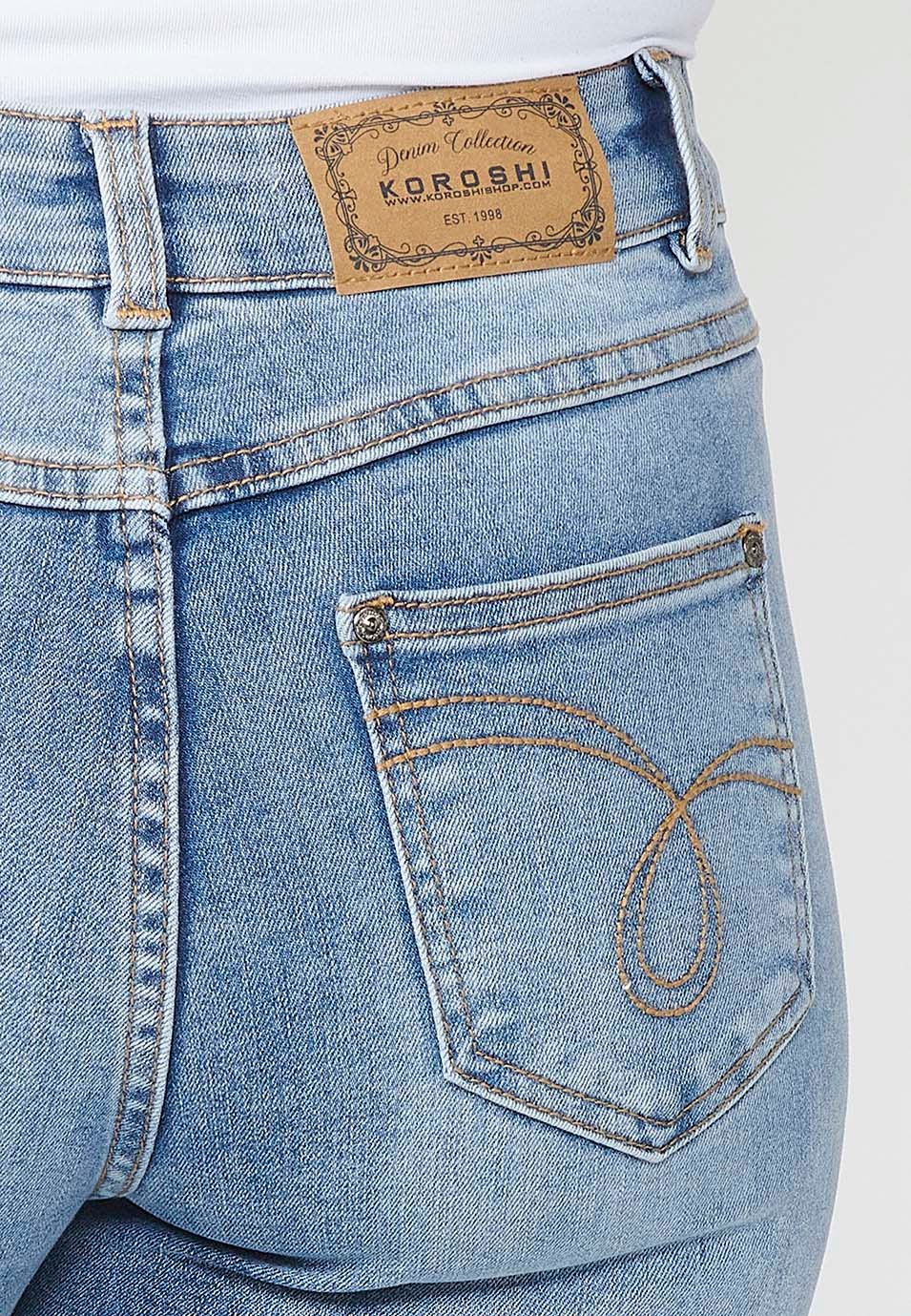 Lange Slim-Fit-Jeanshose für Damen mit Reißverschluss und Knopfverschluss vorne 6