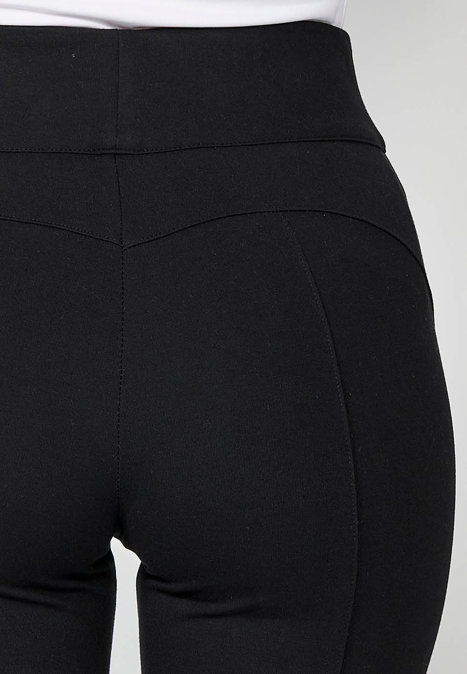 Pantalón leggins push up tejido punto roma color negro, con detalle de cremalleras delante color Negro para Mujer