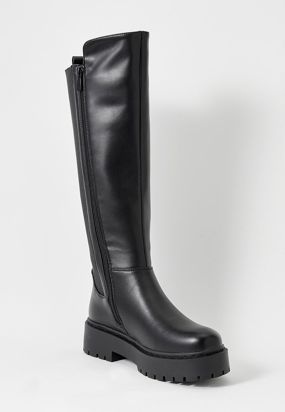 Hoher Stiefel mit flacher Sohle für Damen in Schwarz 3