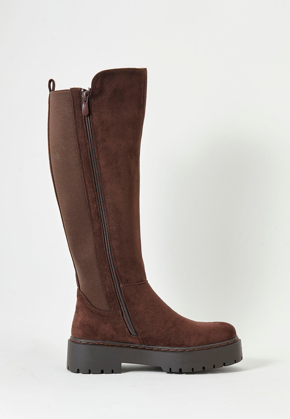 Women's Brown Flat Sole High Boot 3