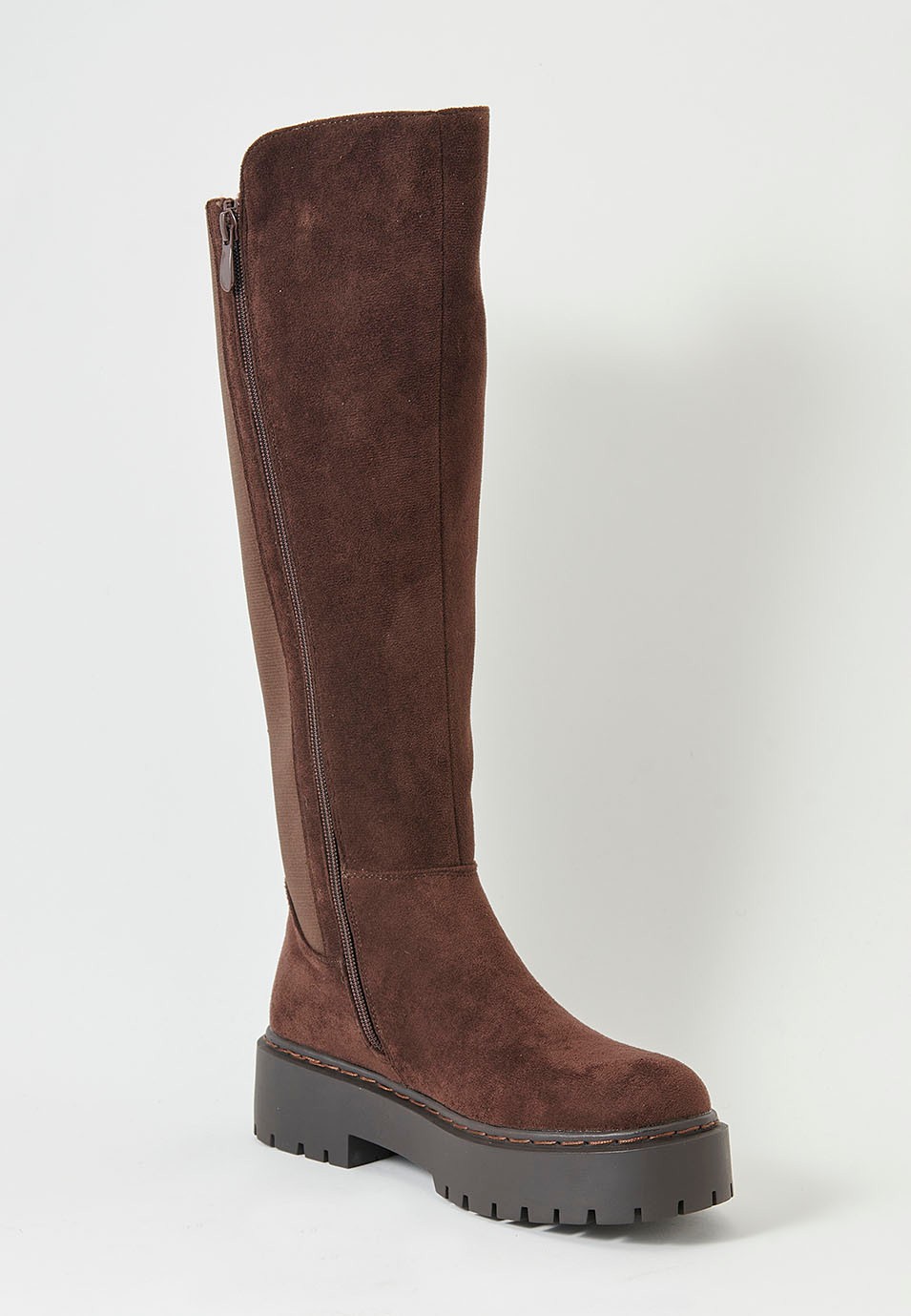 Women's Brown Flat Sole High Boot 4