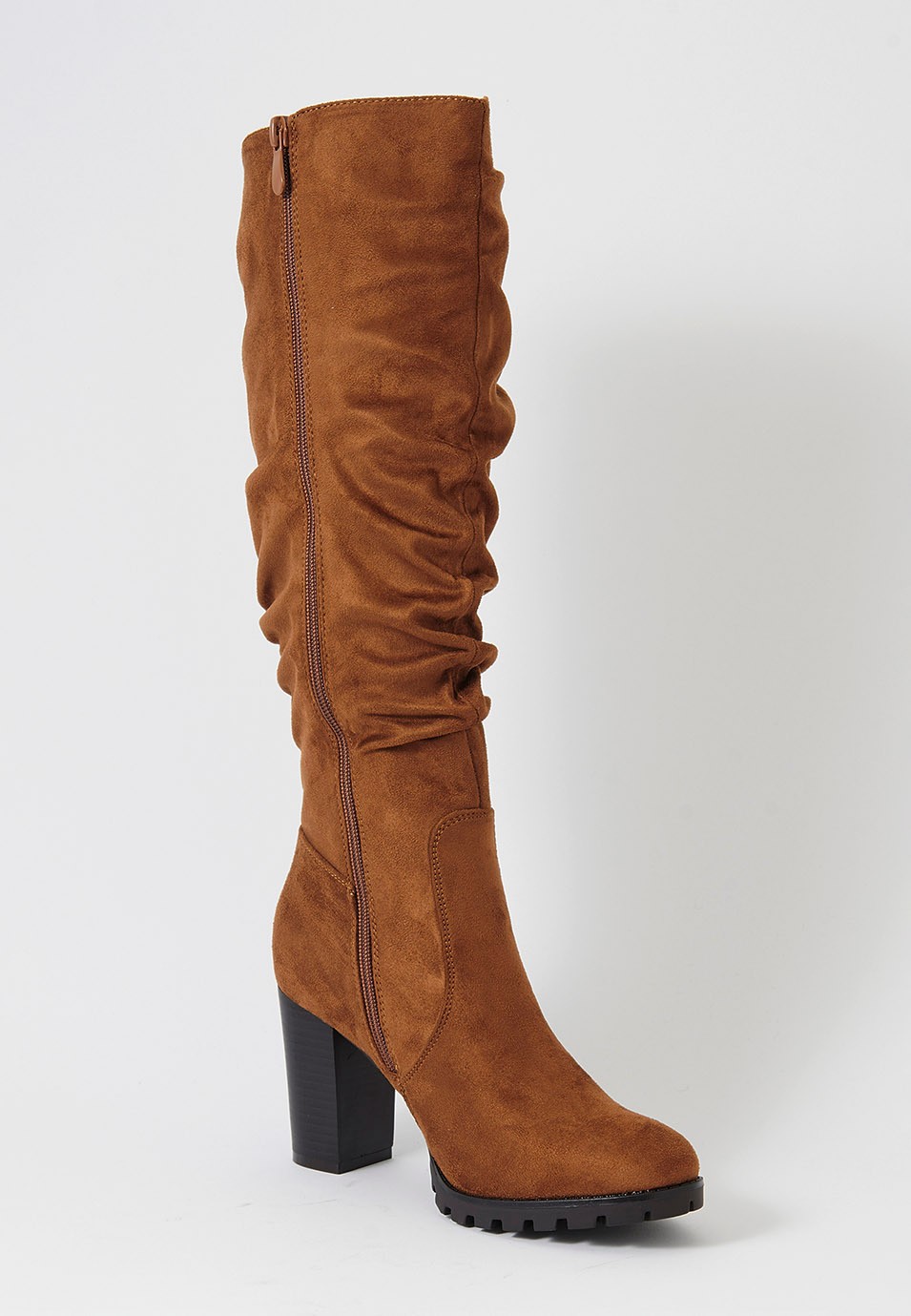 Botte à talon haut pour femme de couleur marron