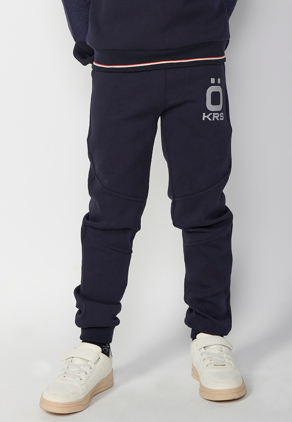 Navy Boys Ribbed Long Trousers with Rubberised Waist 6