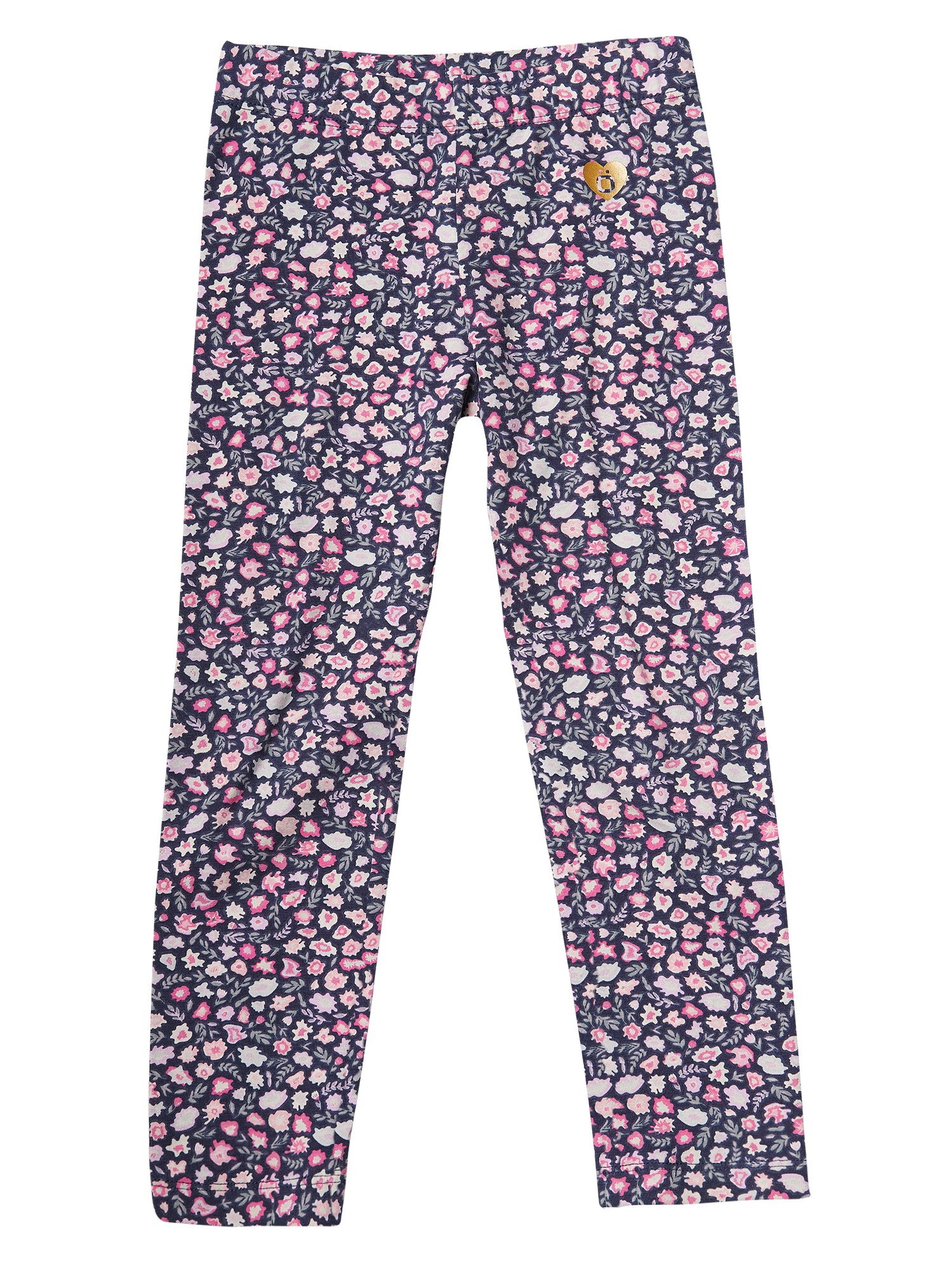 Pantalons llargs legging amb estampat floral i cintura engomada per a nena de color navy