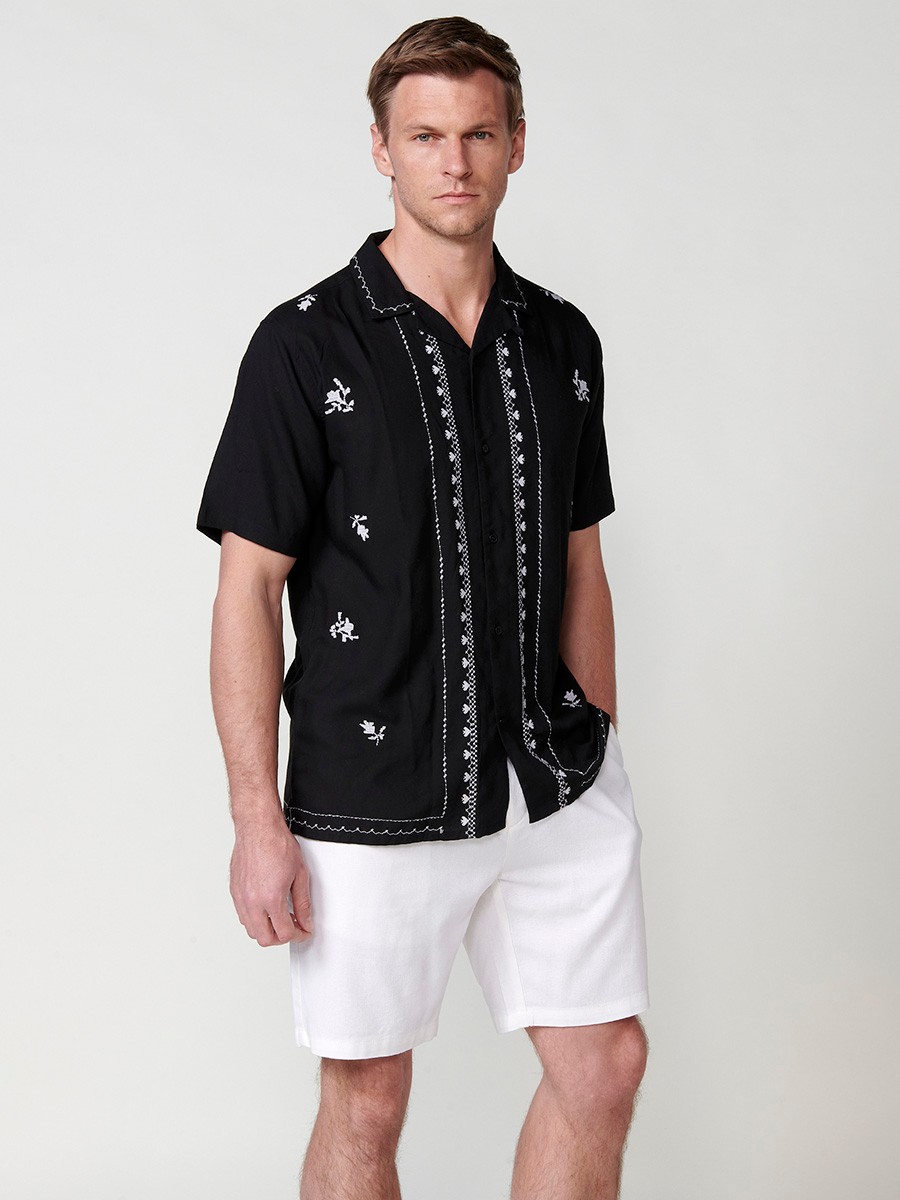 Black Short Sleeve Shirt for Men