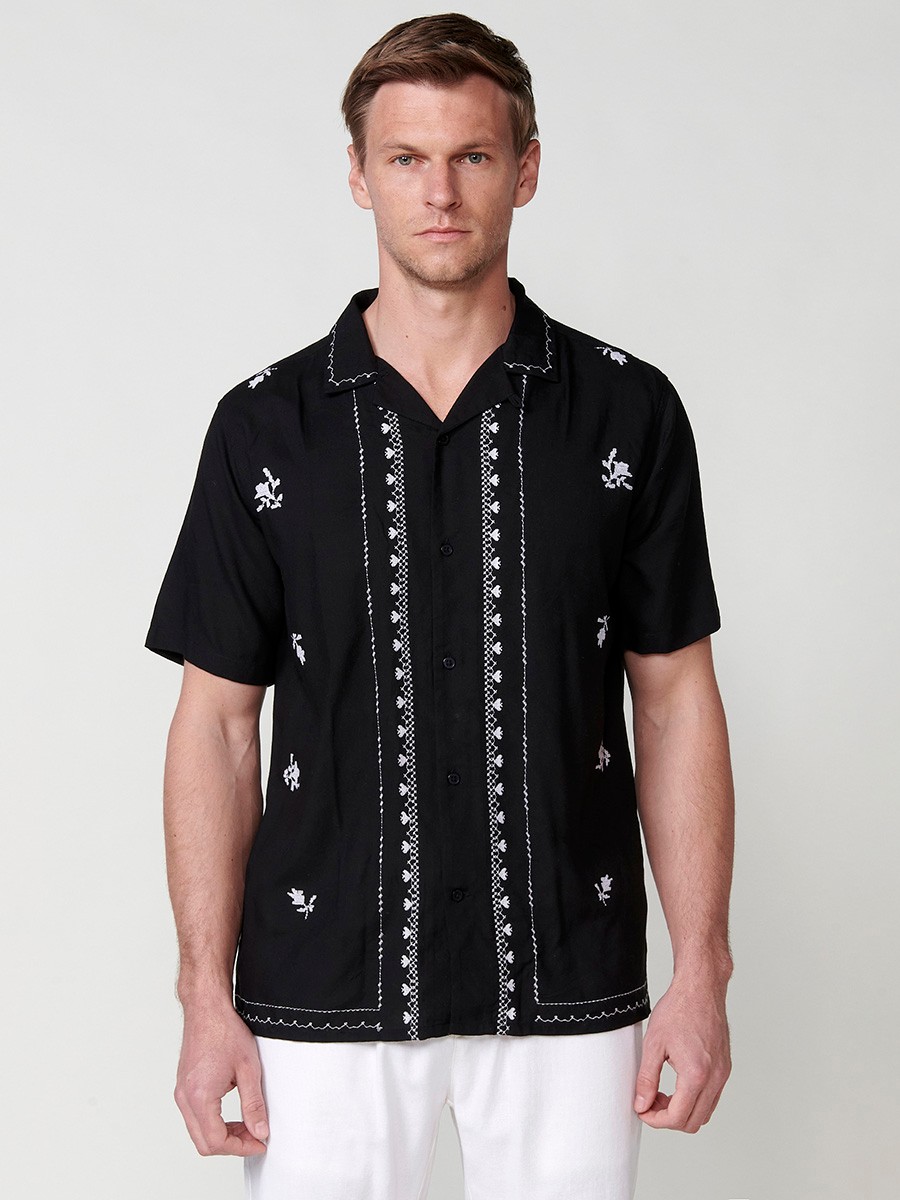 Black Short Sleeve Shirt for Men