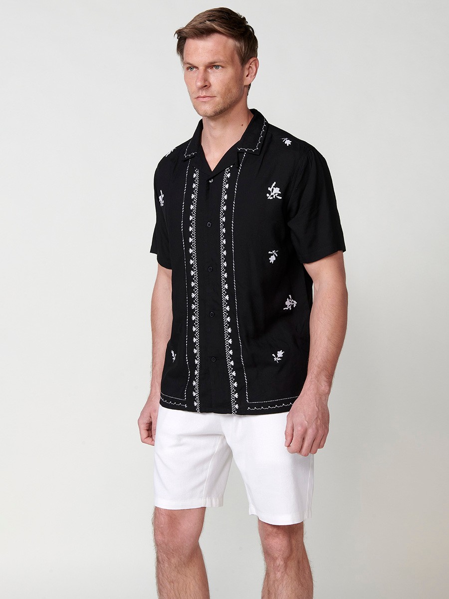 Black Short Sleeve Shirt for Men