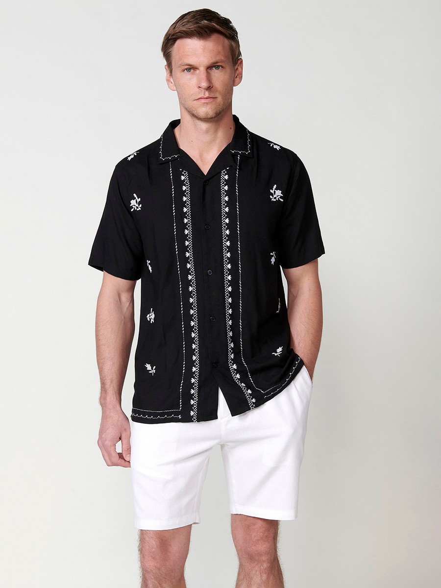 Black Short Sleeve Shirt for Men