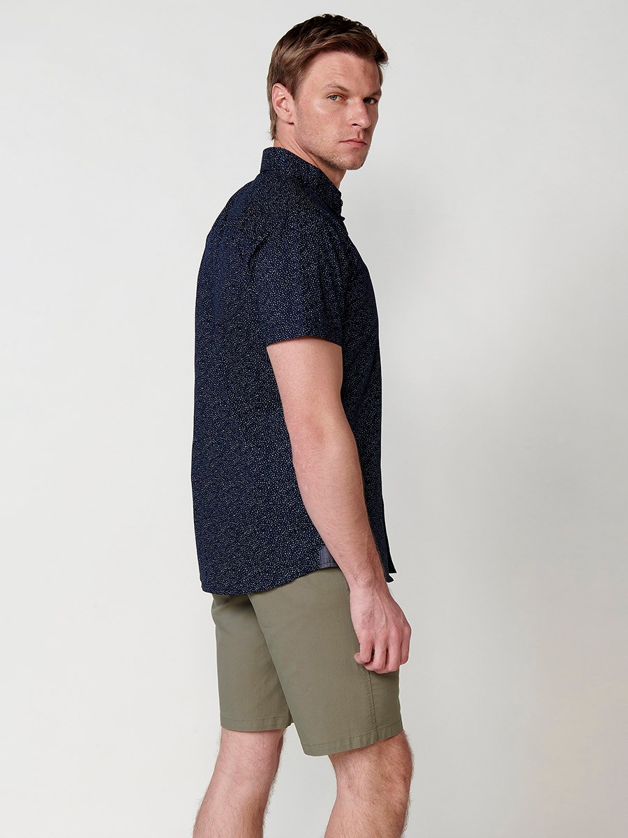 Chemise boutonnée bleue en coton à manches courtes pour homme 6