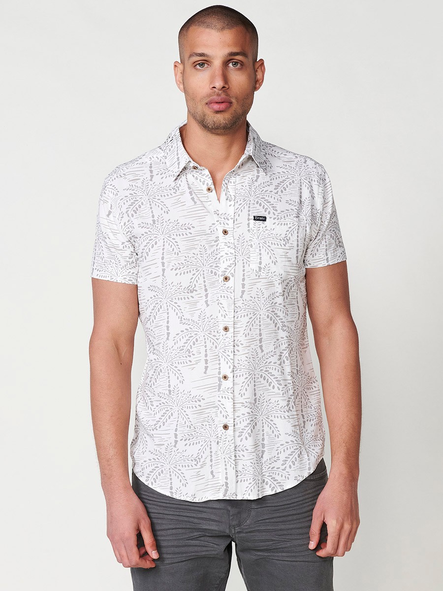 Men's Multicolour Tropical Print Short Sleeve Shirt