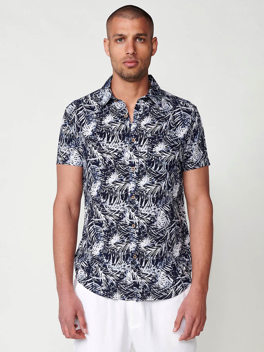 Men's Multicolour Tropical Print Short Sleeve Shirt