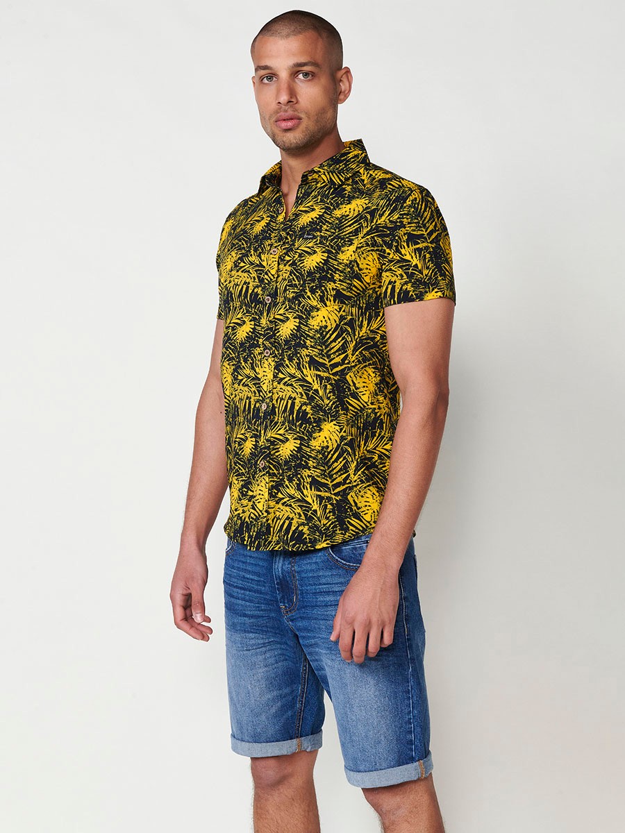 Men's Multicolour Tropical Print Short Sleeve Shirt