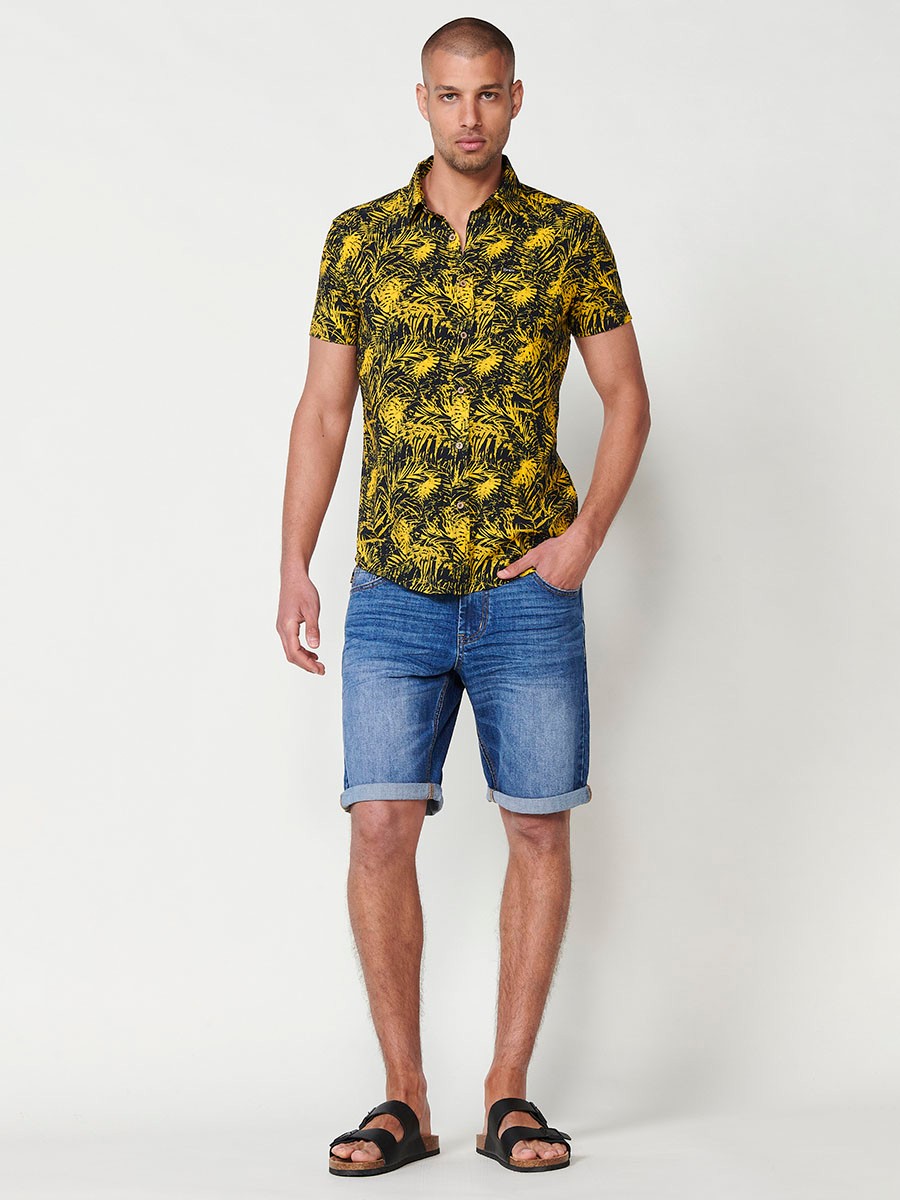 Men's Multicolour Tropical Print Short Sleeve Shirt