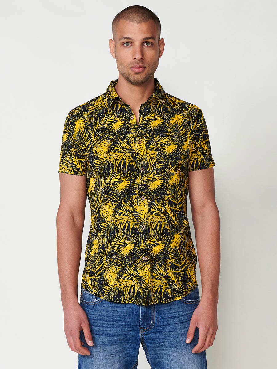 Men's Multicolour Tropical Print Short Sleeve Shirt