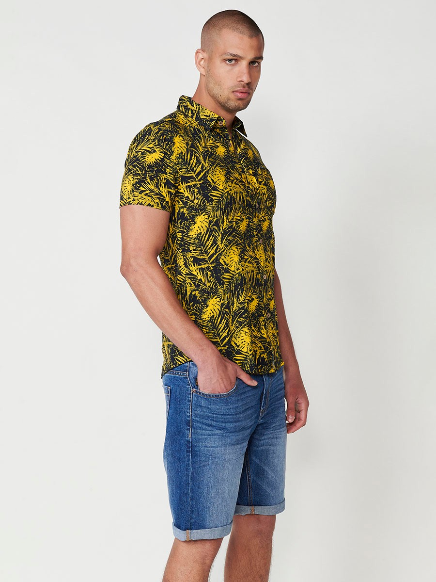 Men's Multicolour Tropical Print Short Sleeve Shirt