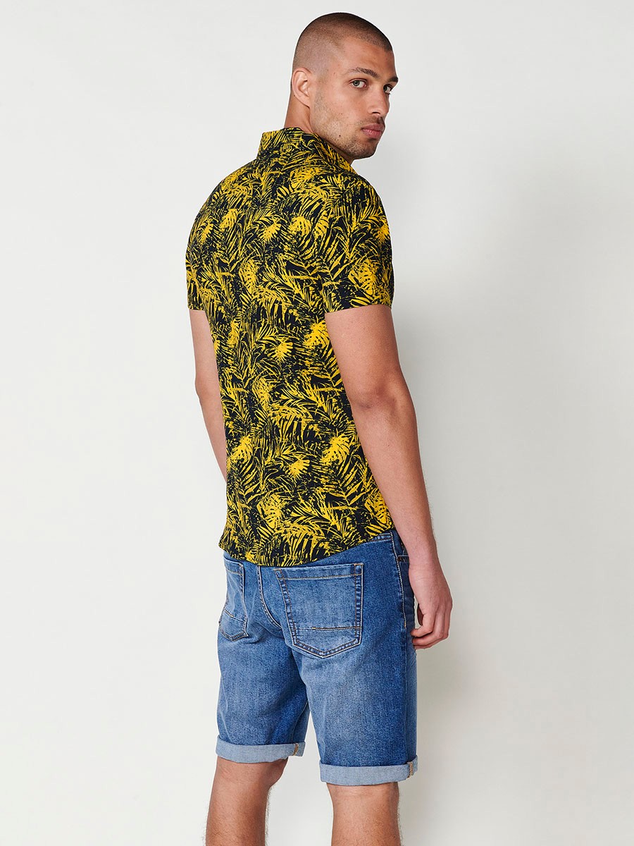 Men's Multicolour Tropical Print Short Sleeve Shirt