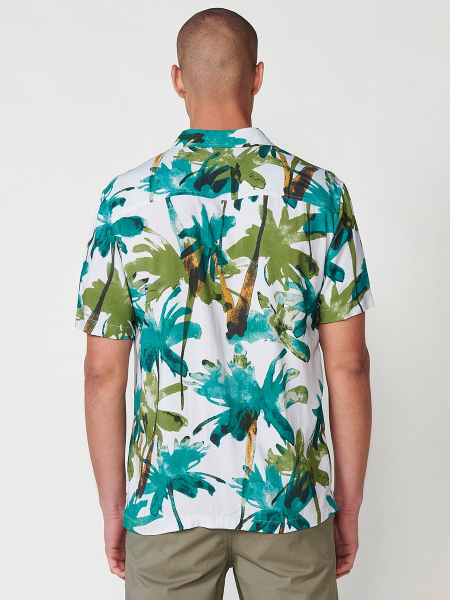 Camisa de Manga Corta con Estampado Tropical en Verde para Hombre – 100% Viscosa 4