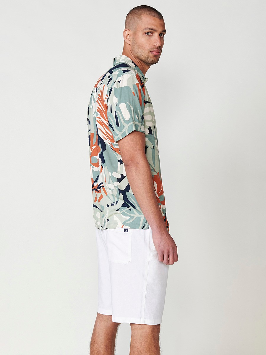 Men's Short-Sleeve Multicolor Tropical Print Shirt – 100% Viscose 2