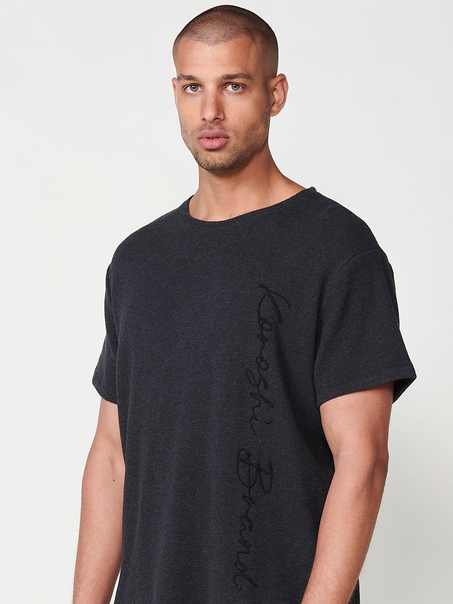 Short Sleeve T-Shirt Black Round Neck Printed