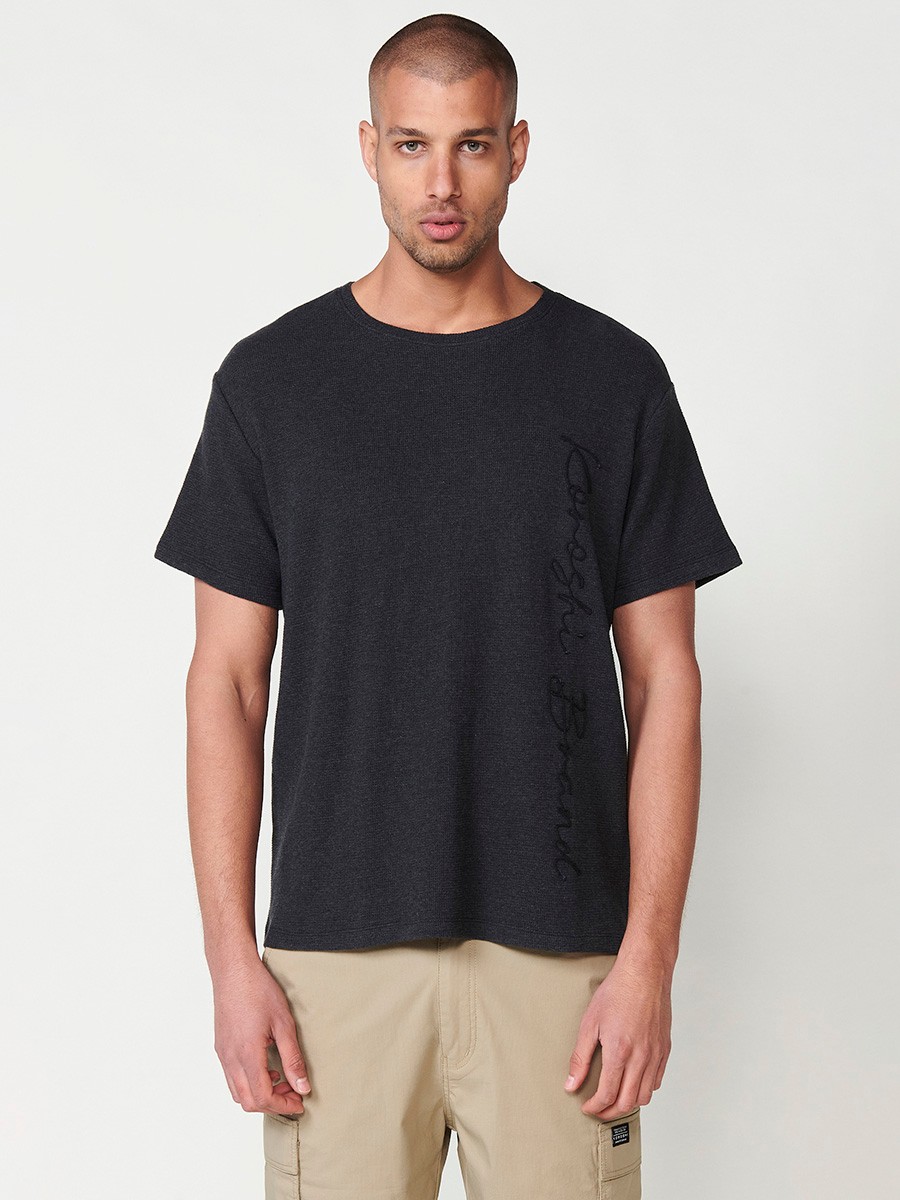 Short Sleeve T-Shirt Black Round Neck Printed