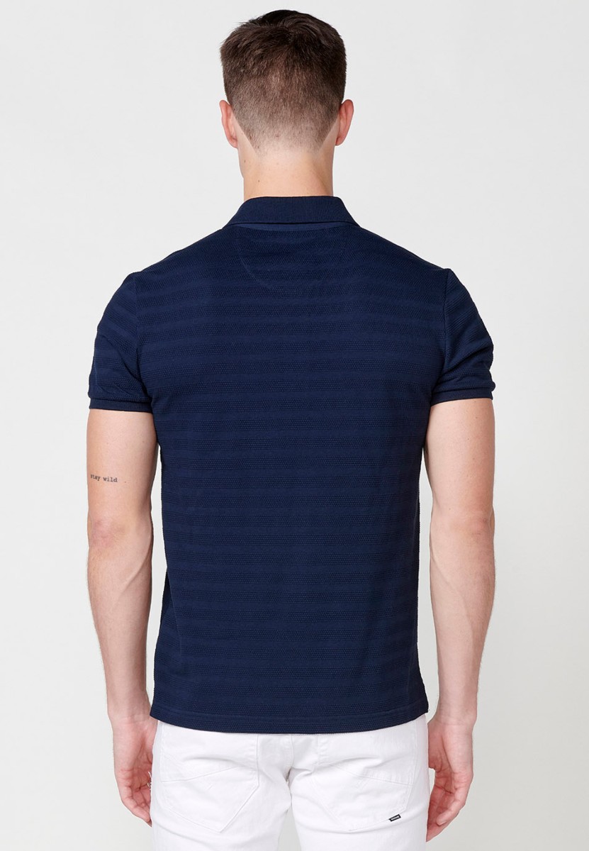 Polo à manches courtes pour homme, en bleu marine