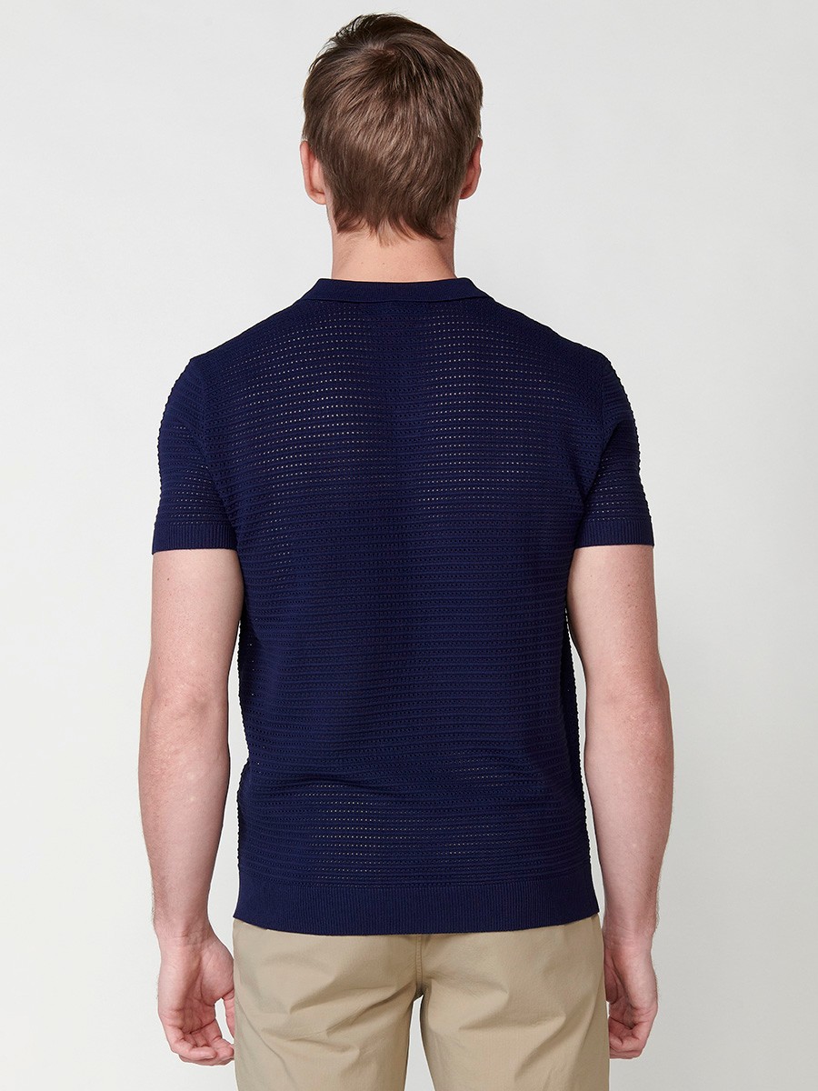 Polo élégant à manches courtes pour homme en bleu marine