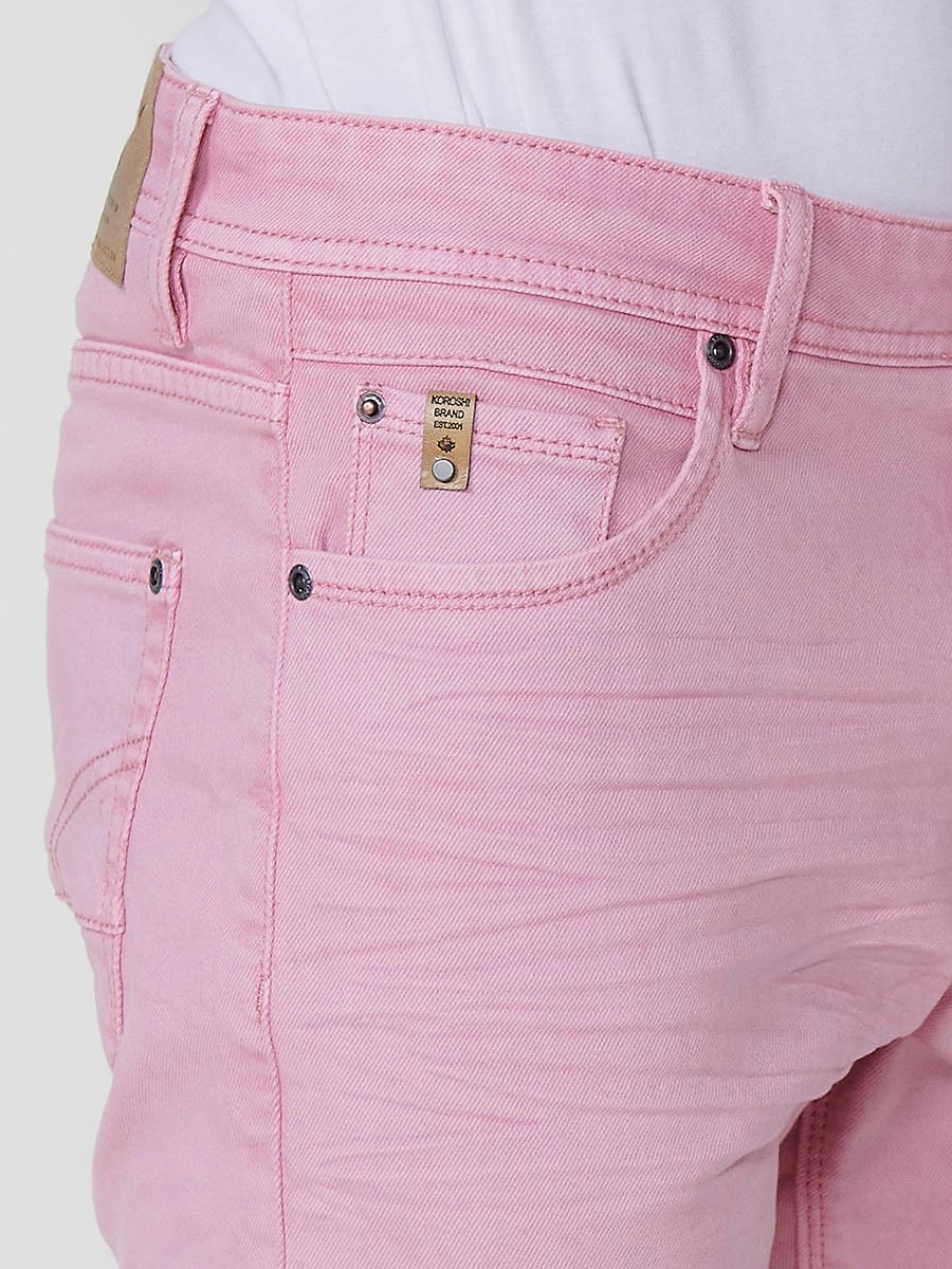 Men's Regular Fit Twill Cotton-Blend Shorts with Five Pockets in Pink 4