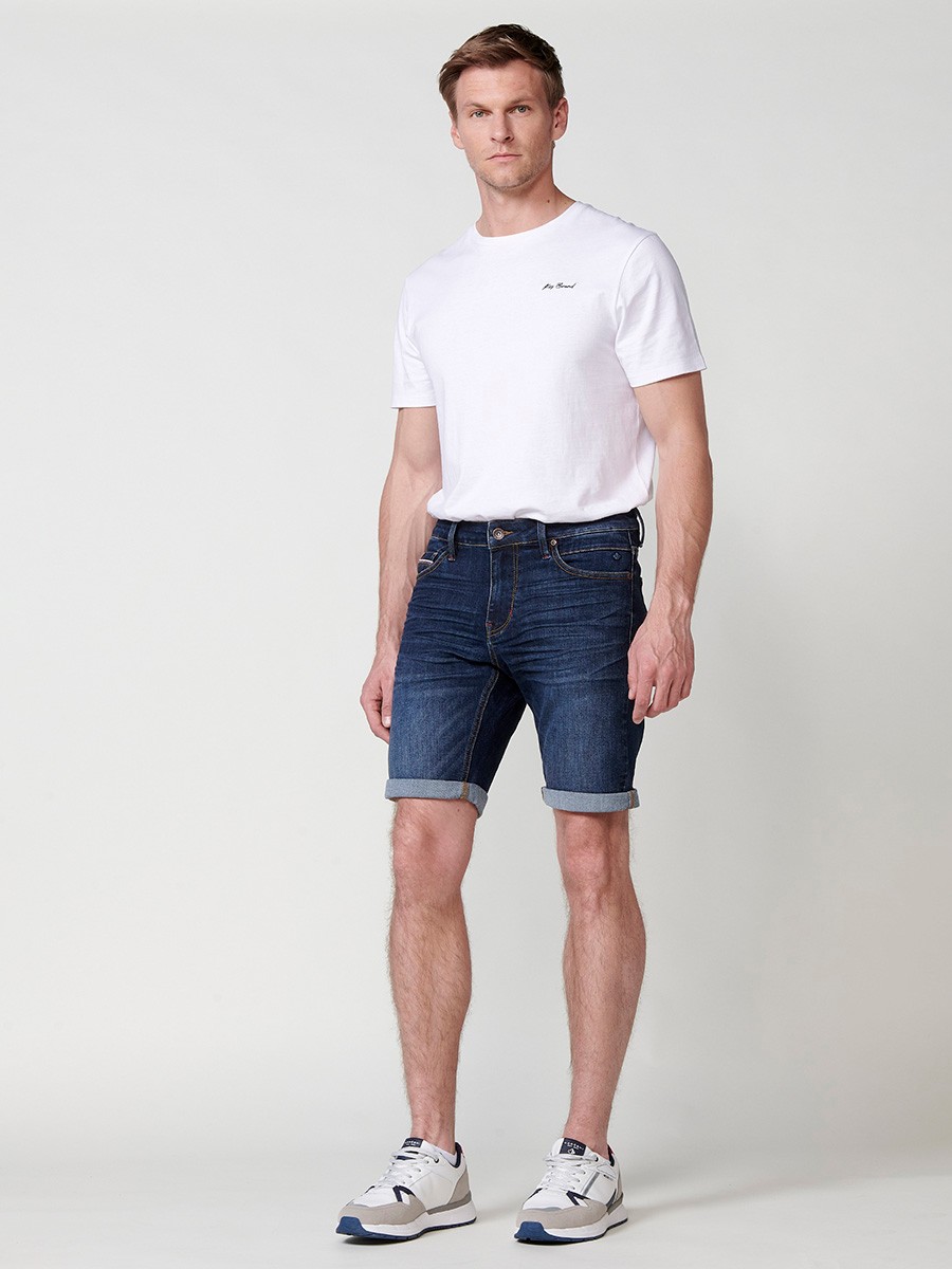 Regular fit denim shorts for men in dark blue