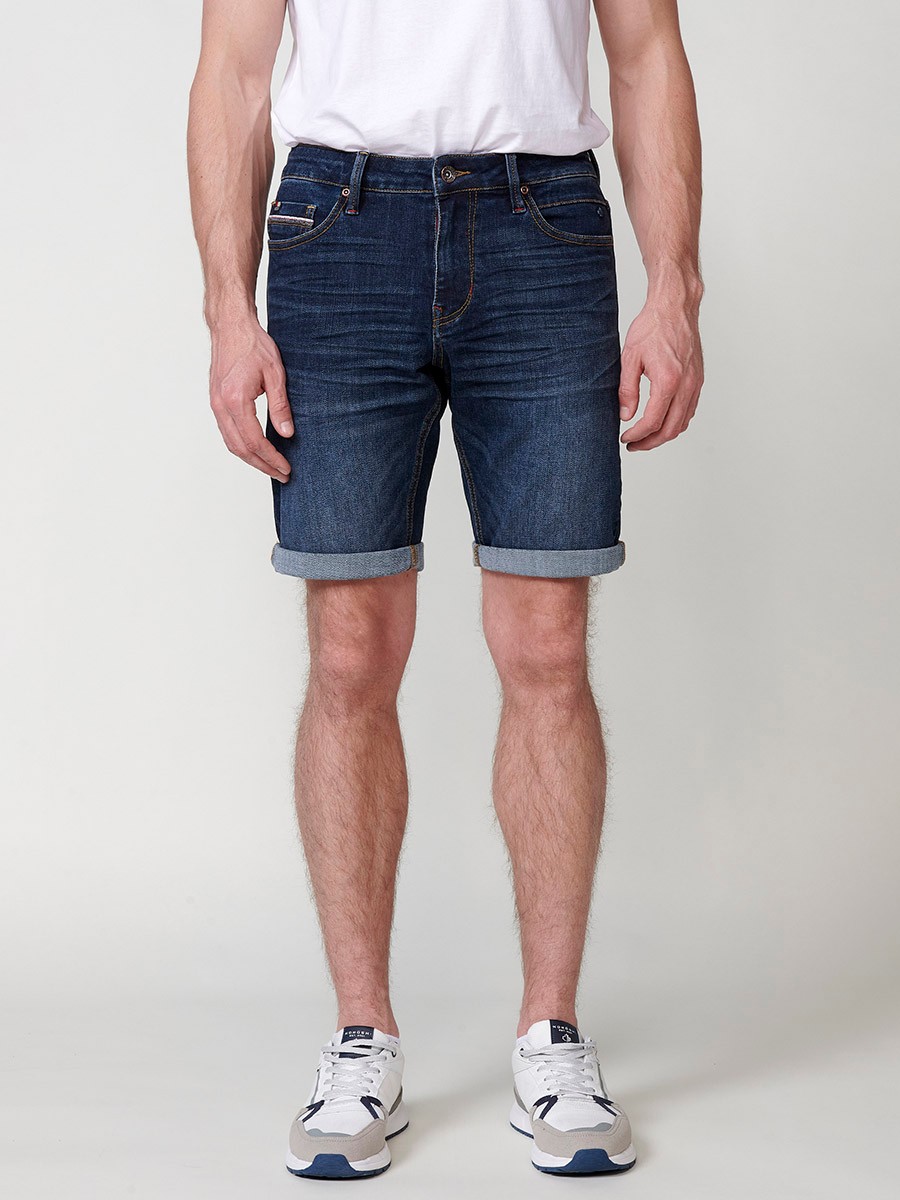 Regular fit denim shorts for men in dark blue