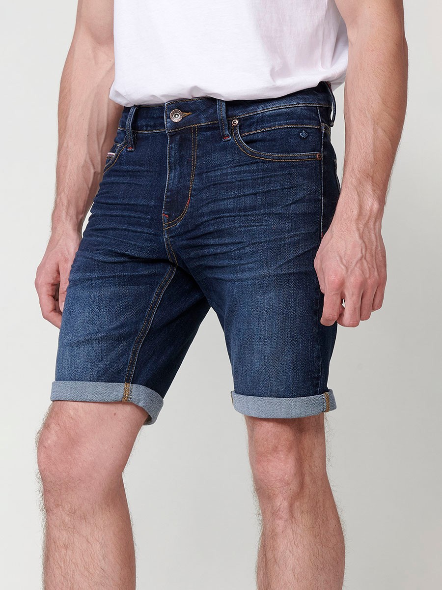 Regular fit denim shorts for men in dark blue