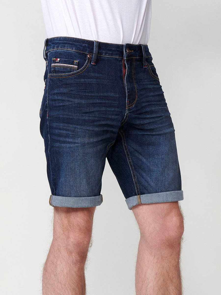 Regular fit denim shorts for men in dark blue