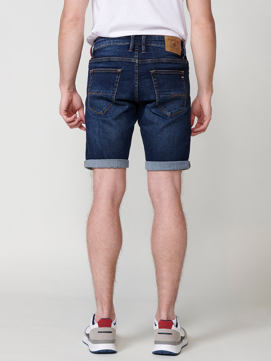 Regular fit denim shorts for men in dark blue