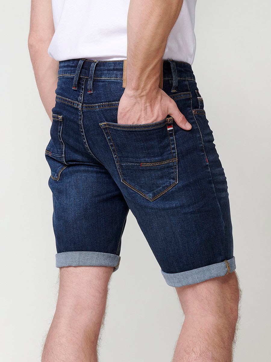 Regular fit denim shorts for men in dark blue