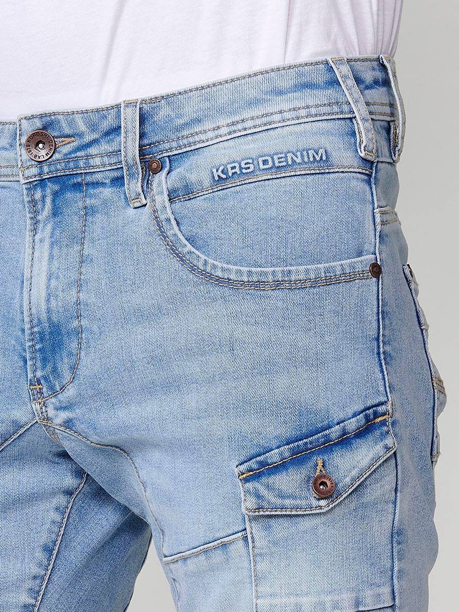 Bermuda denim regular fit workerar para hombre en azul claro