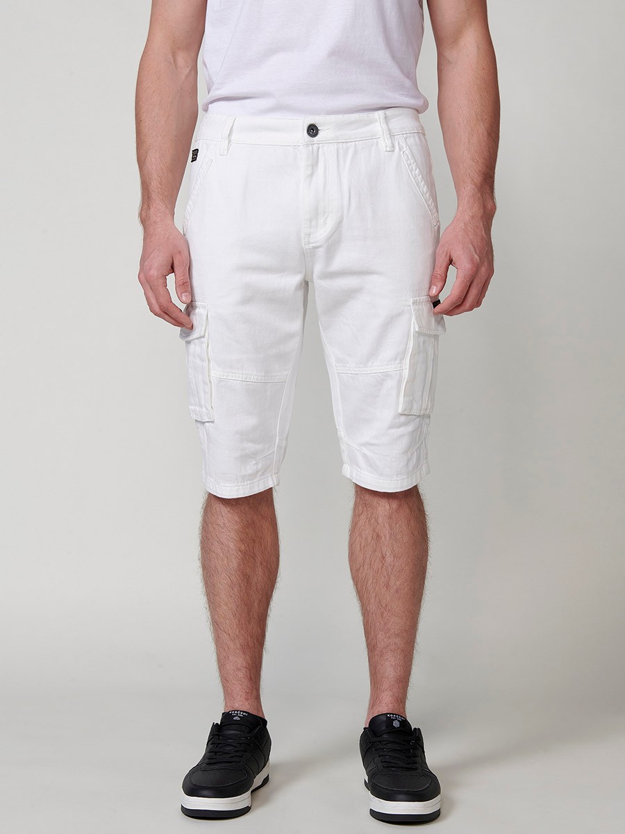 Bermuda denim carpenter relaxed fit para hombre en blanco