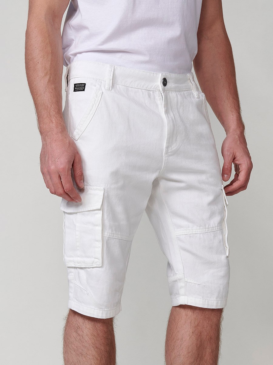 Bermuda denim carpenter relaxed fit para hombre en blanco