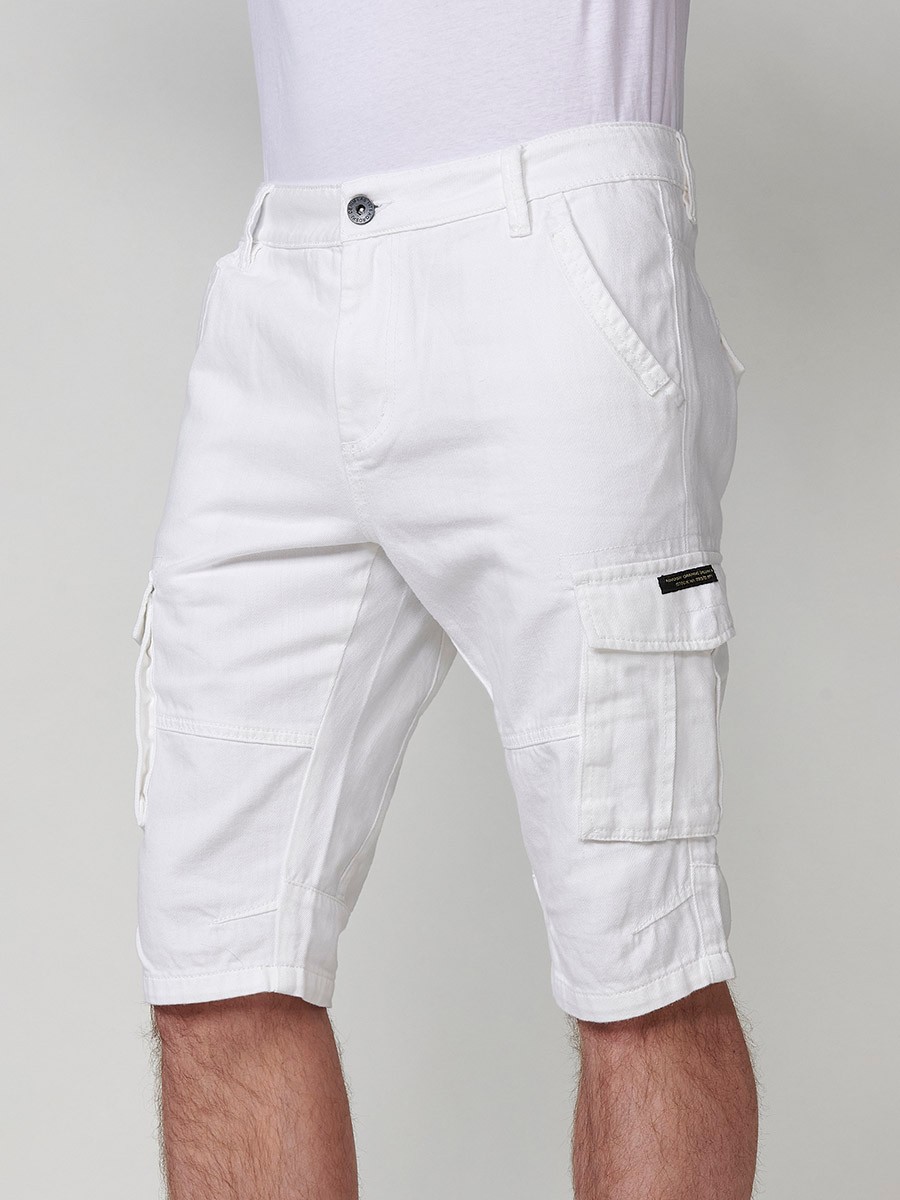 Bermuda denim carpenter relaxed fit para hombre en blanco