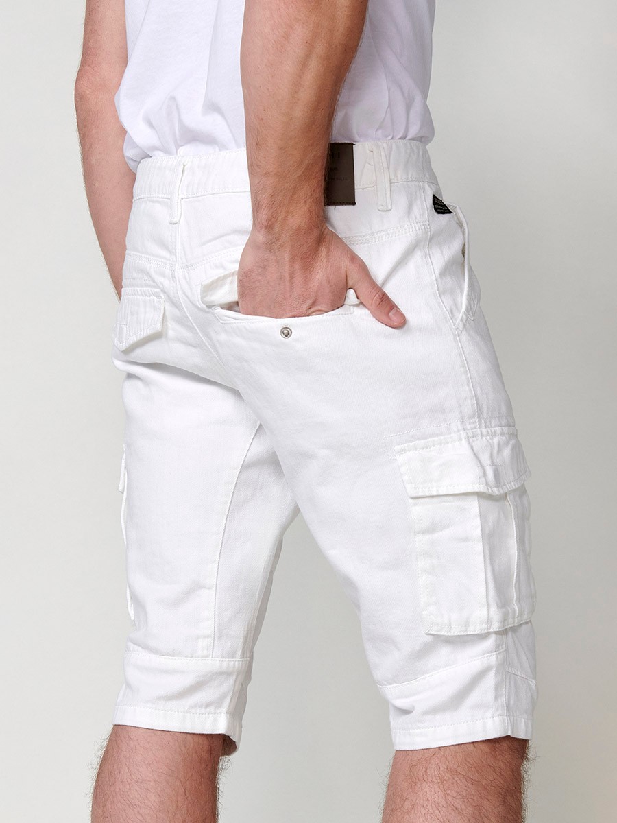 Bermuda denim carpenter relaxed fit para hombre en blanco