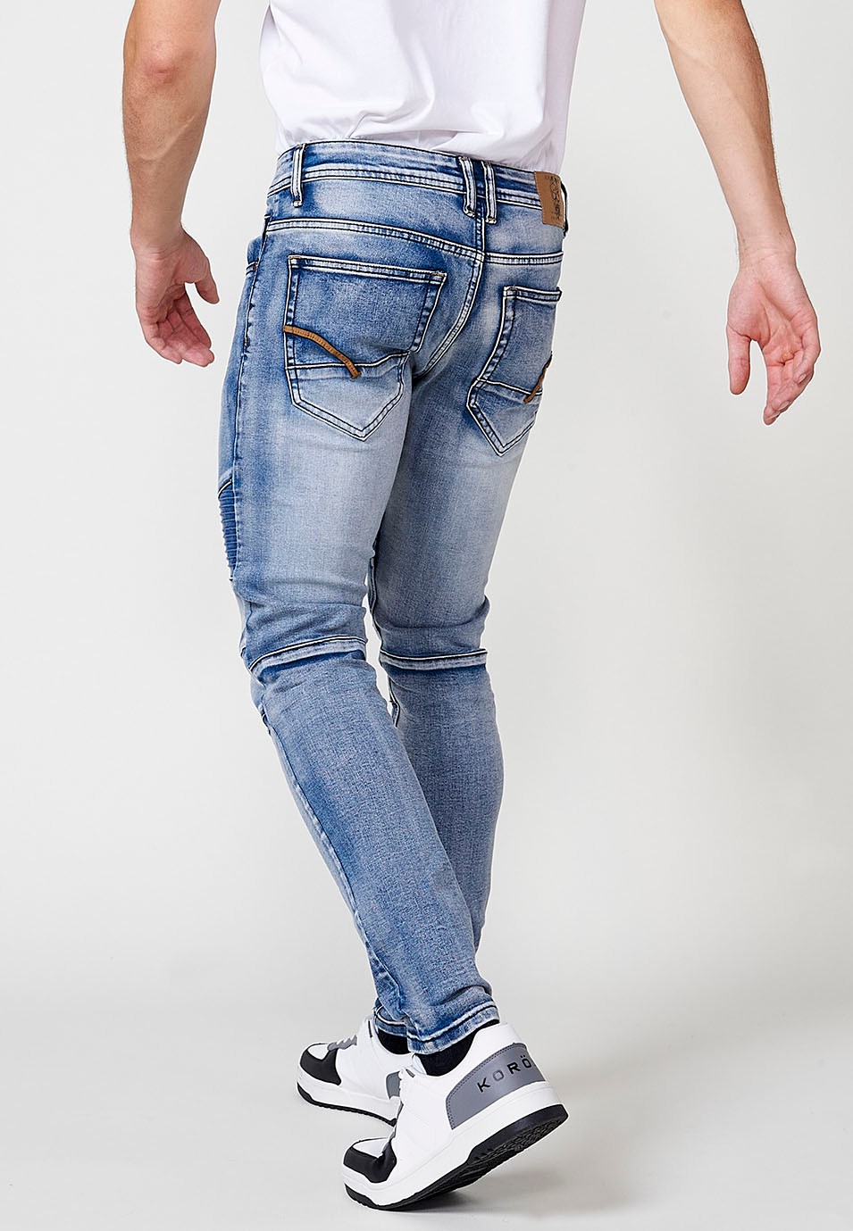 Pantalón denim largo Biker skinny fit con bolsillos con Detalles en las rodillas color Azul para Hombre