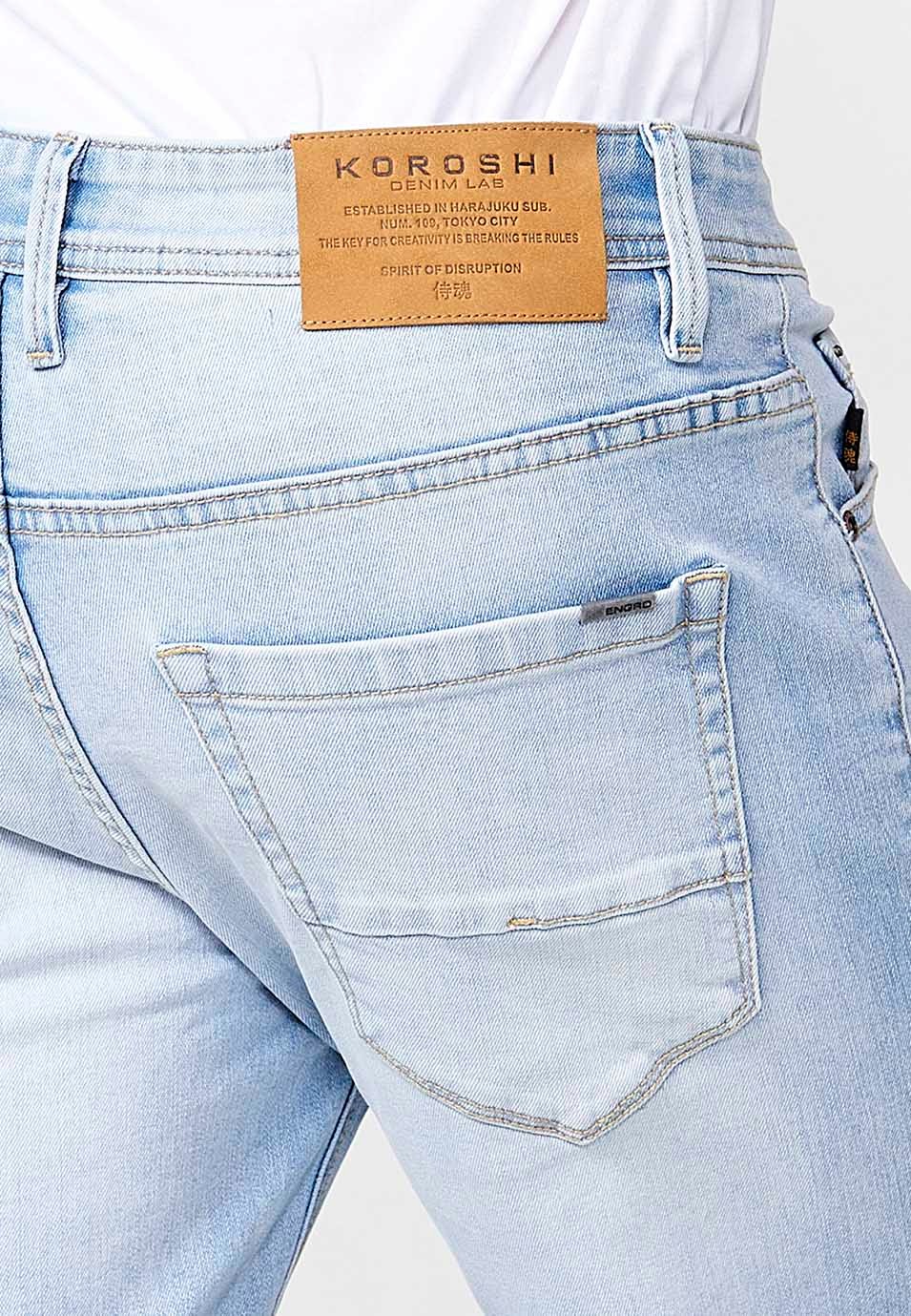 Pantalón largo denim super skinny con Cinco bolsillos, uno cerillero color Azul para Hombre