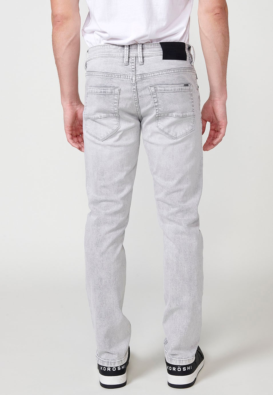 Pantalón largo denim super skinny con Cinco bolsillos, uno cerillero color Denim Gris para Hombre