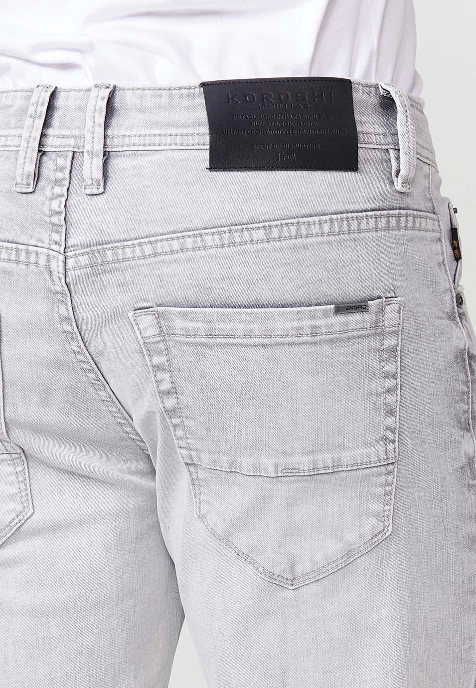 Pantalón largo denim super skinny con Cinco bolsillos, uno cerillero color Denim Gris para Hombre