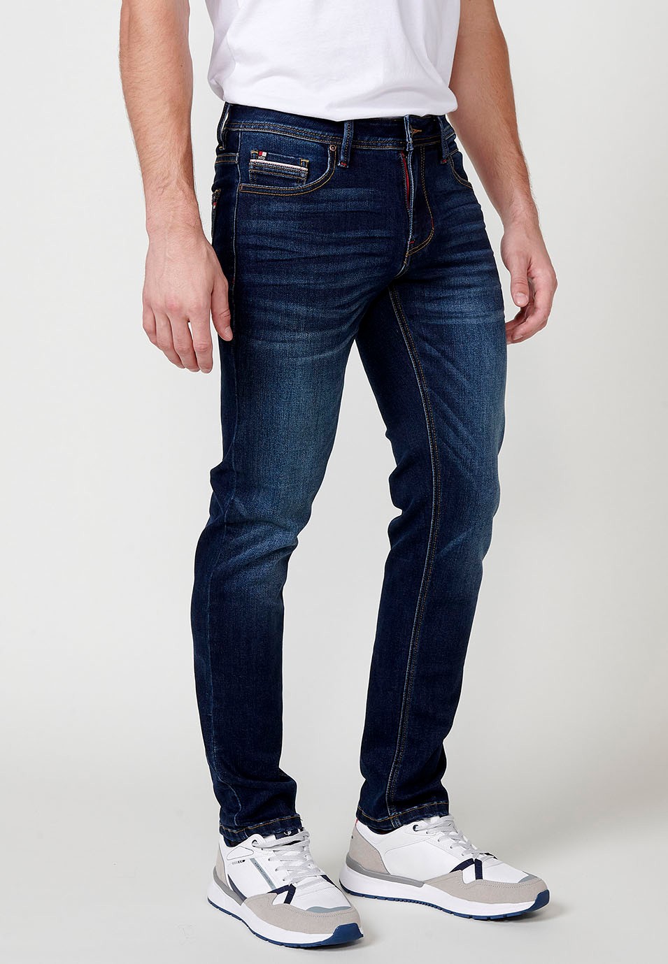 Pantalón denim largo estilo straigth Workwear regular fit con bolsillos color Azul para Hombre